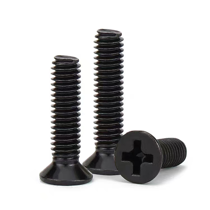 Black zinc plated countersunk cross bolts