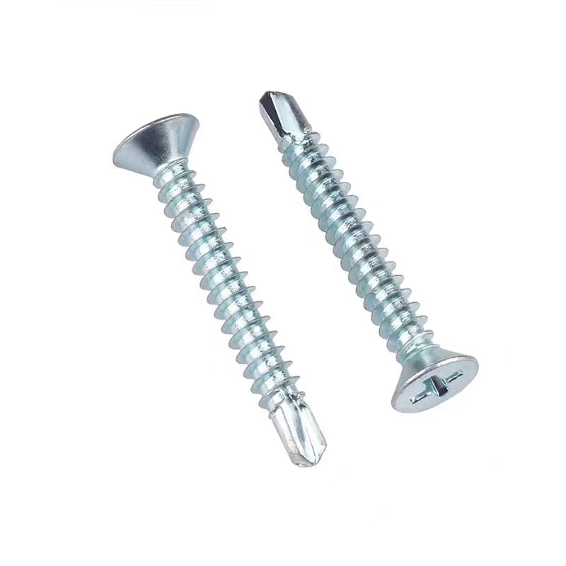 Electrogalvanized cross countersunk drill thread