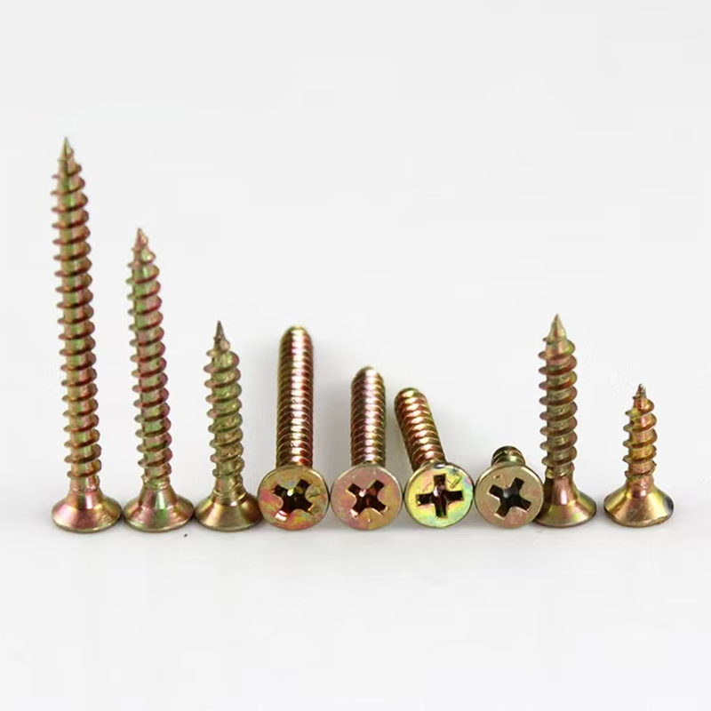 Colored zinc-plated cross countersunk drill thread
