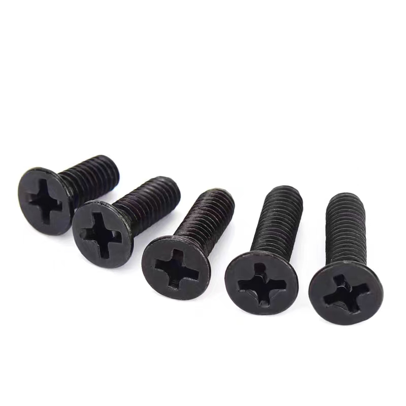 Black zinc plated countersunk cross bolts