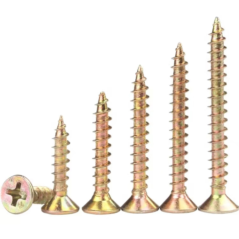 Colored zinc-plated cross countersunk drill thread