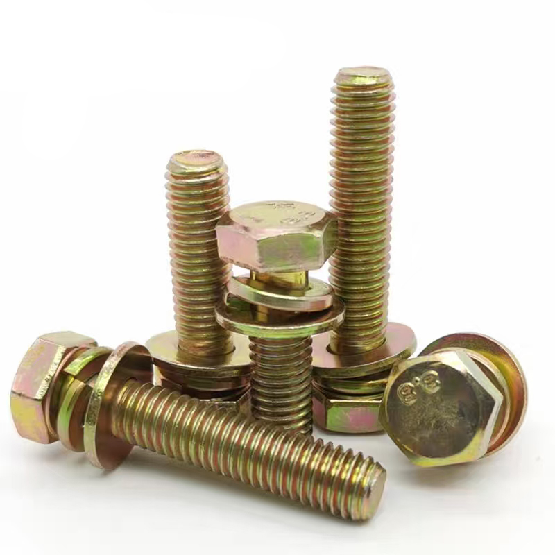 Colored zinc plated hexagonal bolts