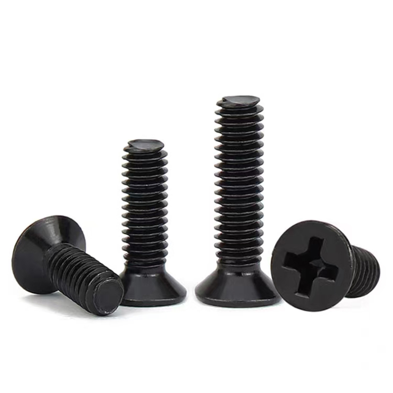 Black zinc plated countersunk cross bolts