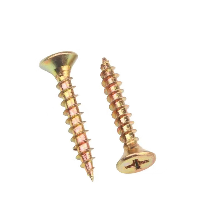 Colored zinc-plated cross countersunk drill thread